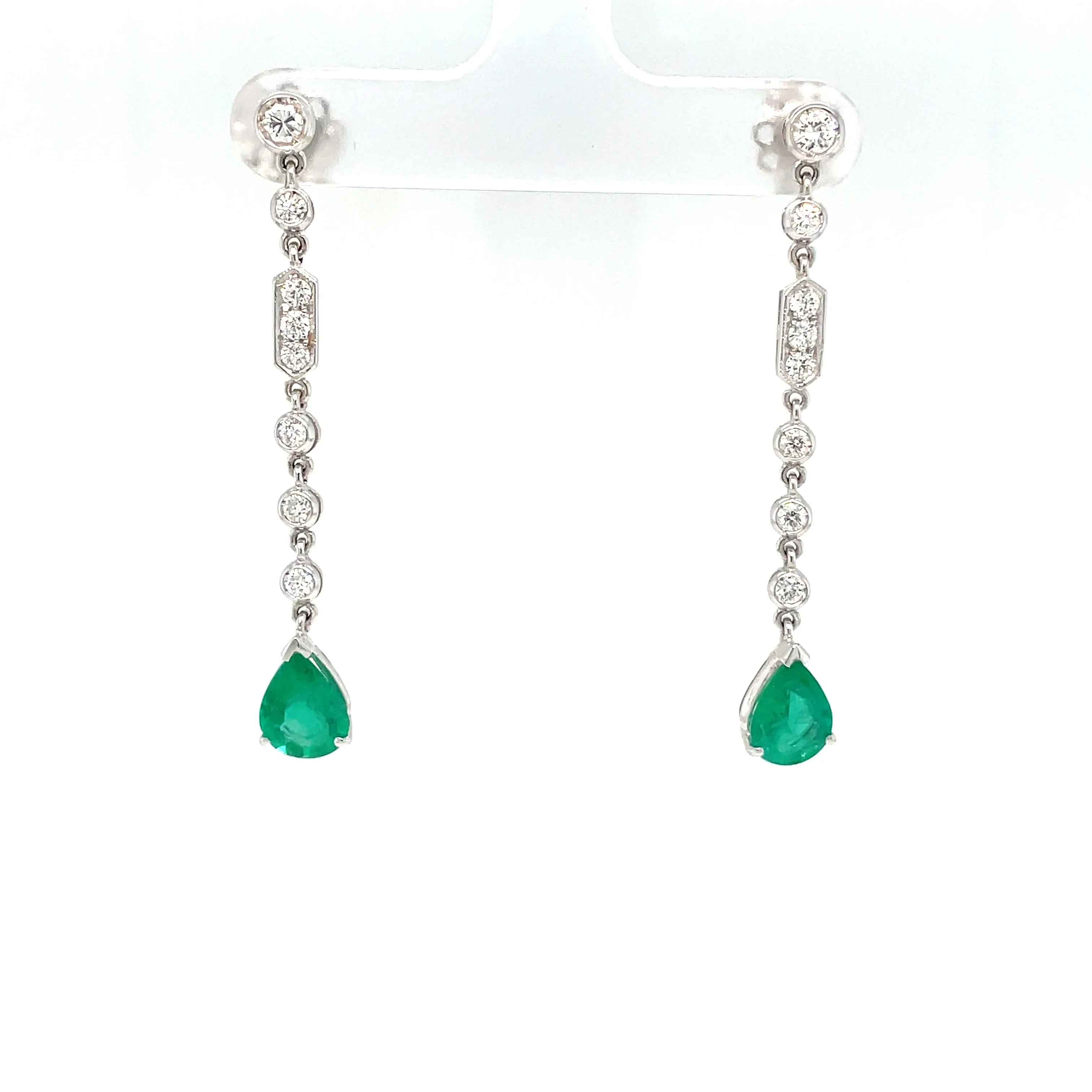 Estate Colombian Emerald Diamond Chandelier Earrings