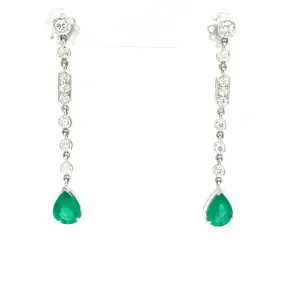 Estate Colombian Emerald Diamond Chandelier Earrings