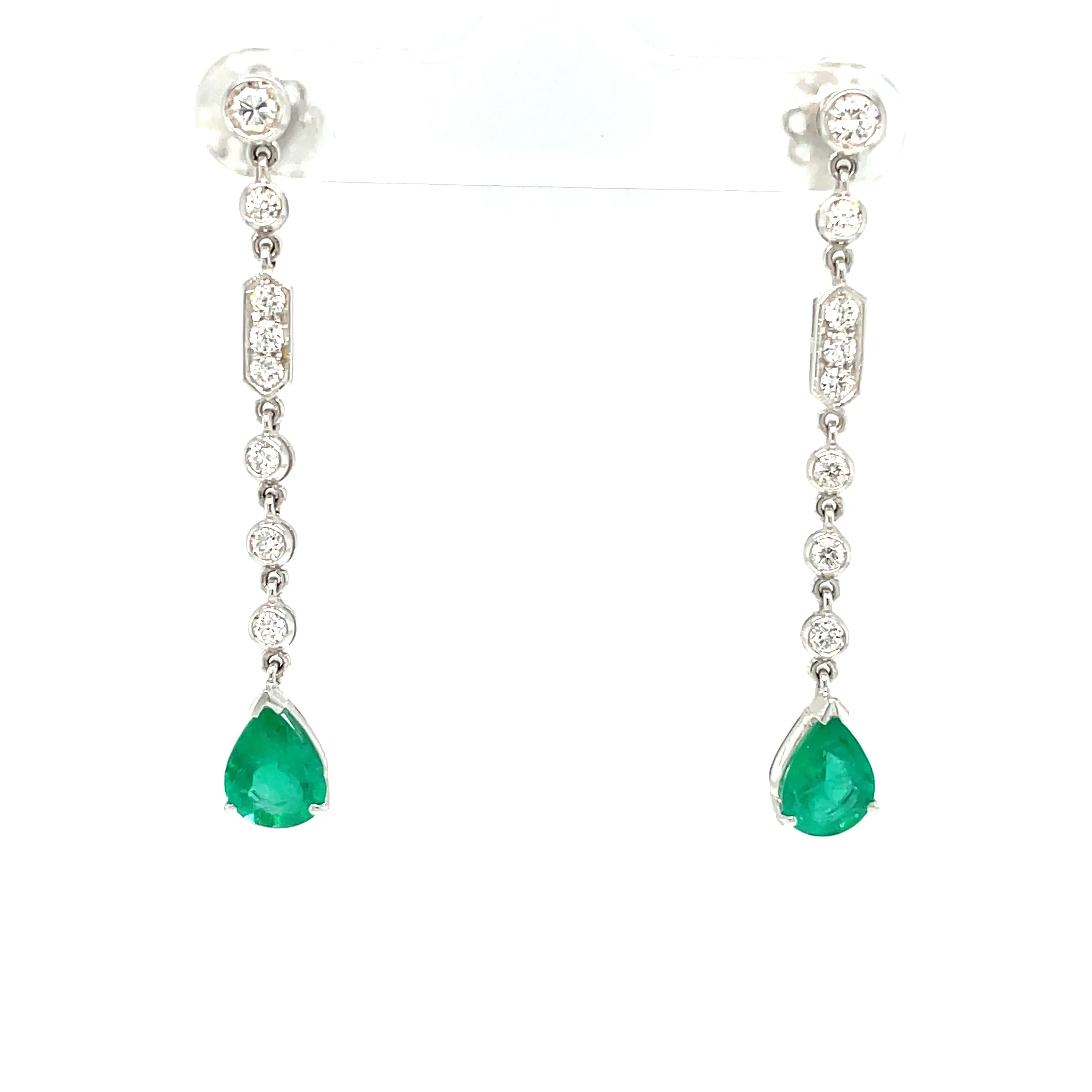 Estate Colombian Emerald Diamond Chandelier Earrings