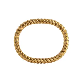 Estate Italian 18K Gold Hinged Rectangular Ridged Bangle Bracelet