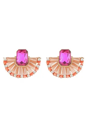 Fan Stone Earrings | Fuchsia