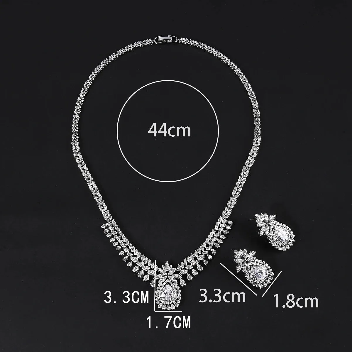 Fashion Cubic Zirconia Bridal Wedding Necklace and Pendant Earrings Jewelry Set Bridal Wedding Accessories CN11042