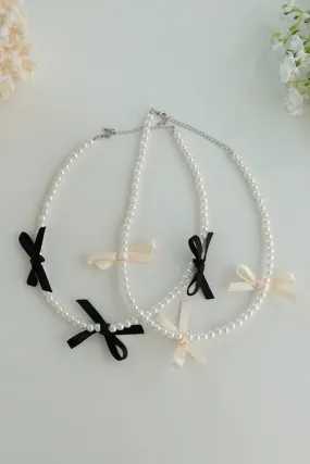 Faux Pearl w/Ribbon Choker