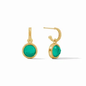 Fleur-de-Lis Hoop & Charm Earrings - Iridescent Emerald Green