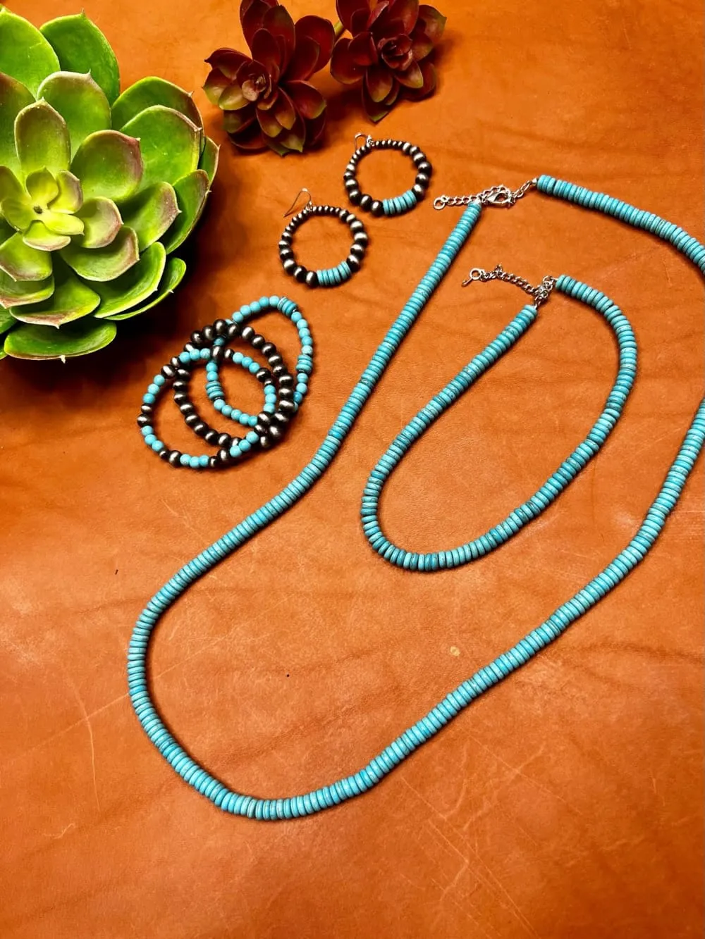 Fort Worth Turquoise Disc Long Necklace