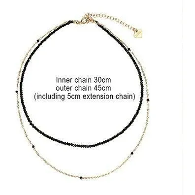 Frenchy Black Quartz Choker Layered Necklace