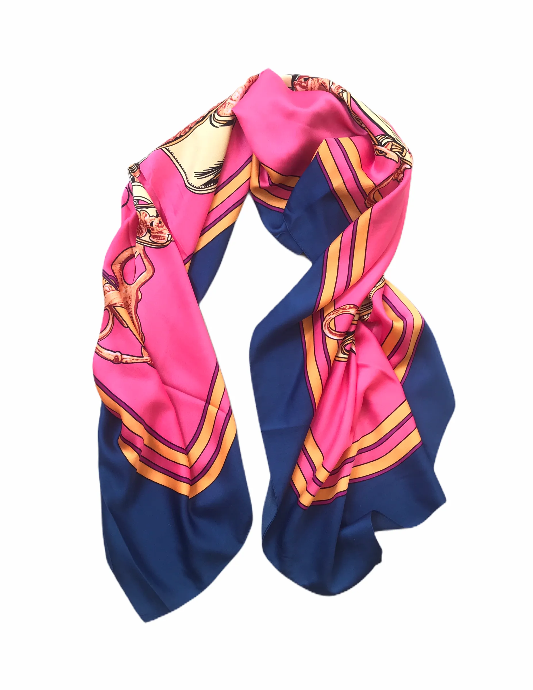Fuchsia And Navy  Large Colorful Scarf