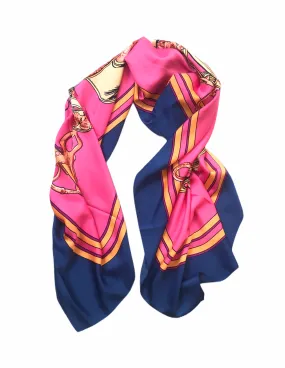Fuchsia And Navy  Large Colorful Scarf