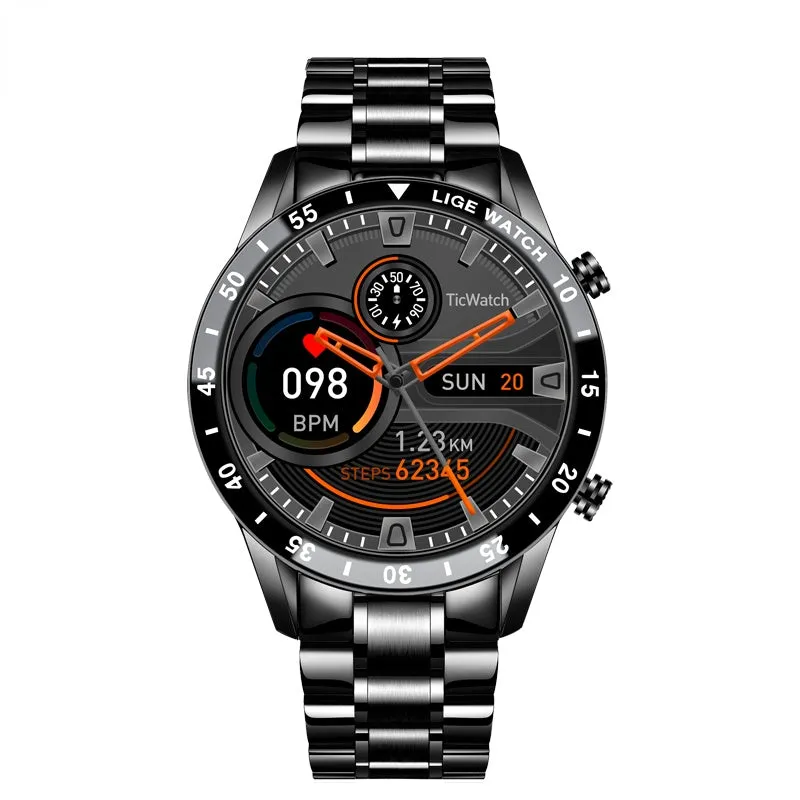 Full Circle Touch Screen Steel Band Luxury Bluetooth Call Men Smart Watch Waterproof Sport Activity Fitness Watch Box