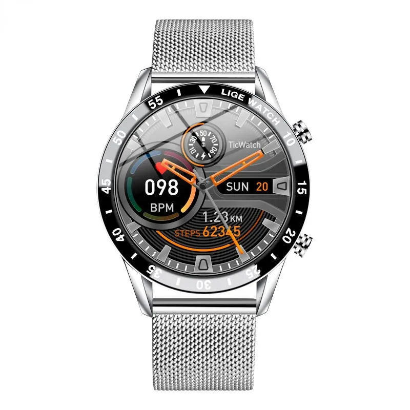 Full Circle Touch Screen Steel Band Luxury Bluetooth Call Men Smart Watch Waterproof Sport Activity Fitness Watch Box