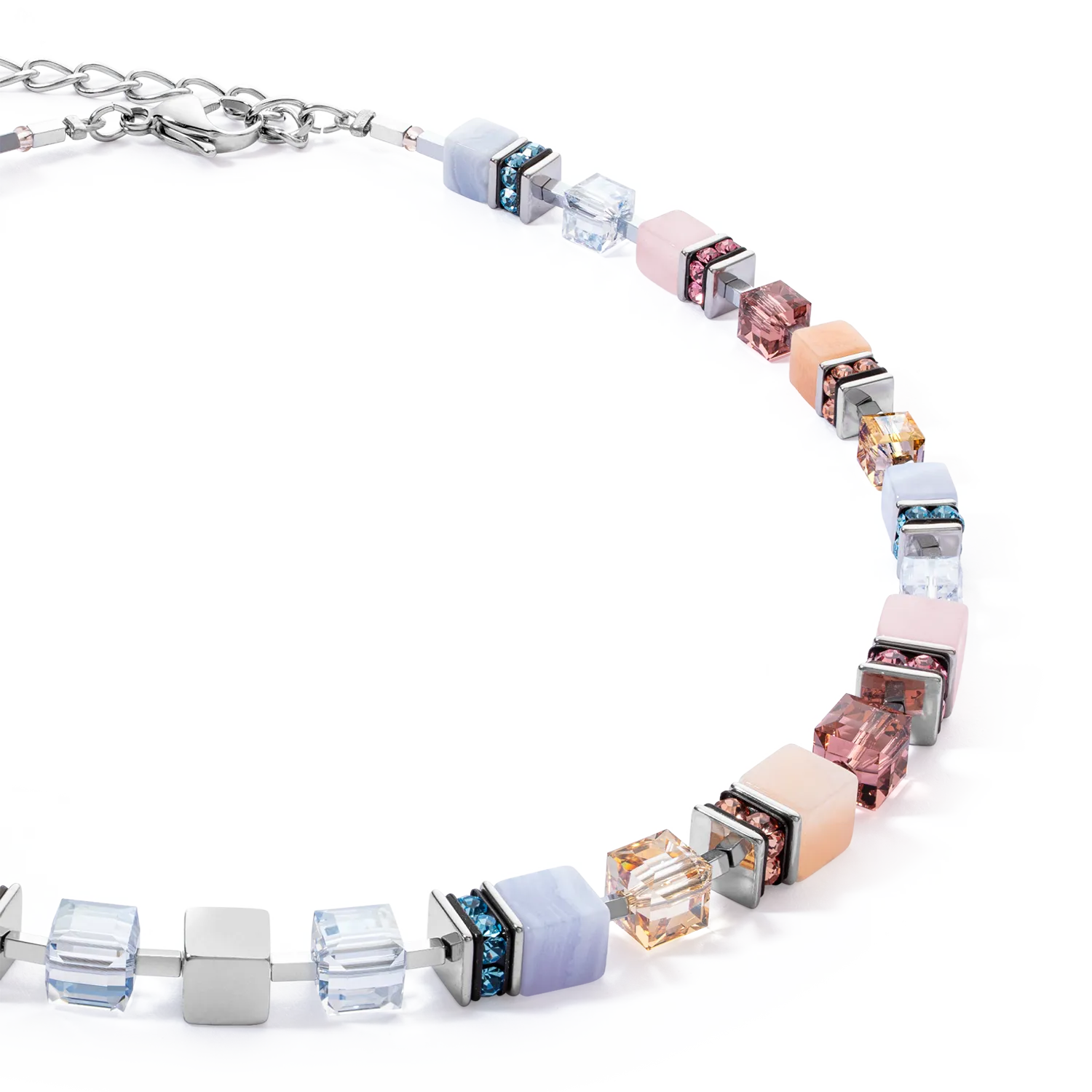 GeoCUBE® Precious Statement necklace silver-pastel