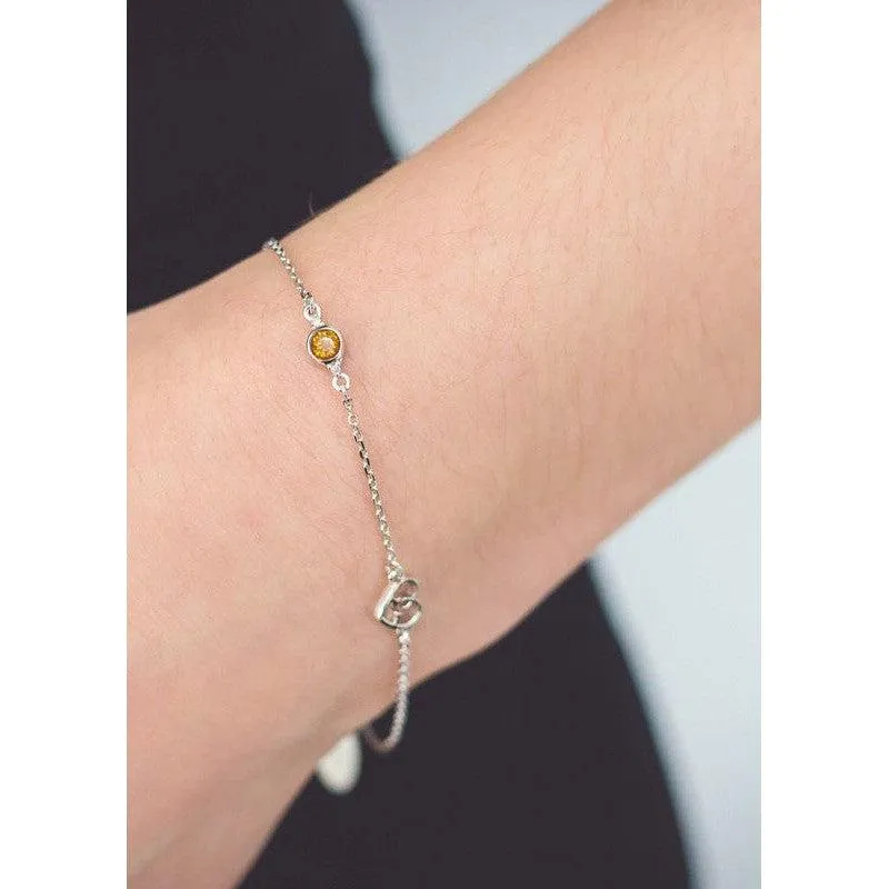 Georgini Natural Citrine and Two Natural Diamond November Bracelet - Silver