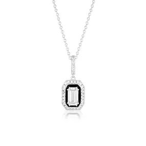GEORGINI REFLECTION RETROSPECT PENDANT SILVER & BLACK ENAMEL