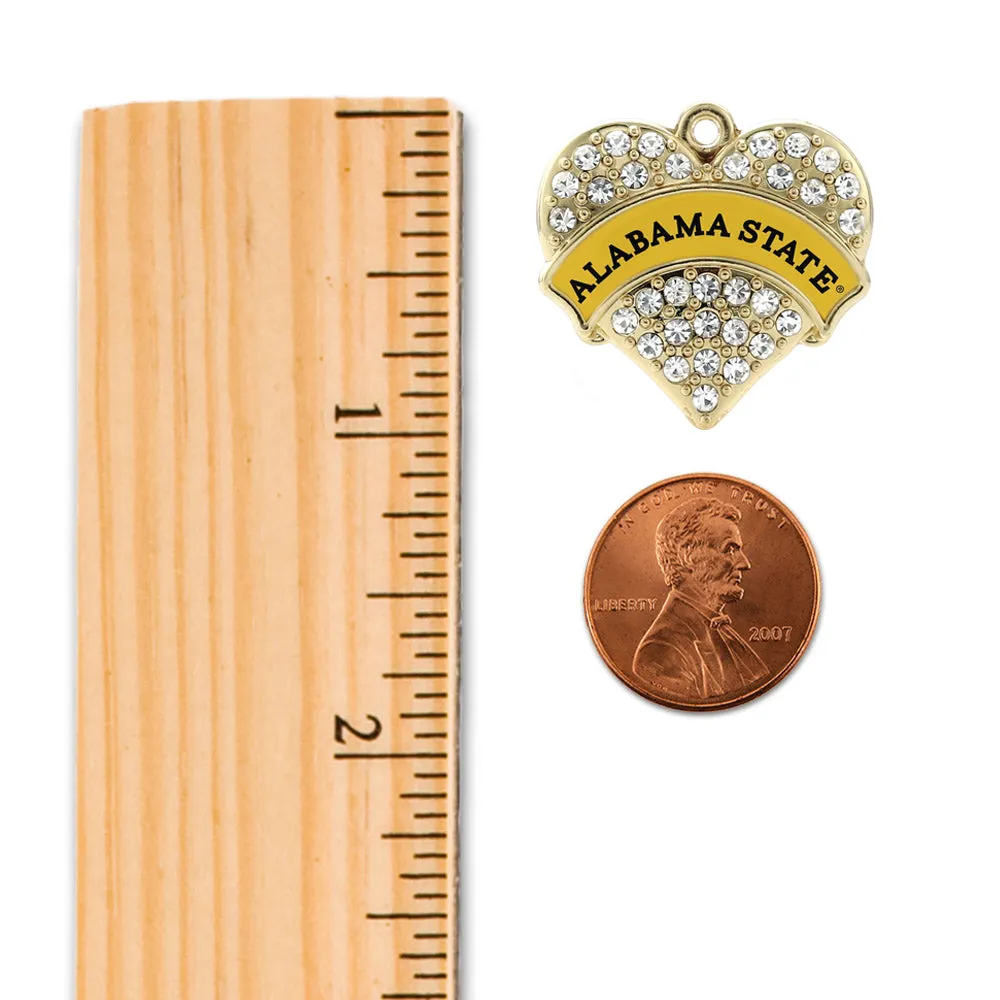 Gold Alabama State University [NCAA] Pave Heart Charm Toggle Bracelet