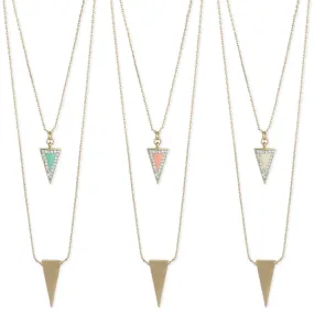 Gold and Enamel Triangle Necklace