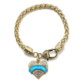 Gold Blue Class of 2016 Pave Heart Charm Braided Bracelet