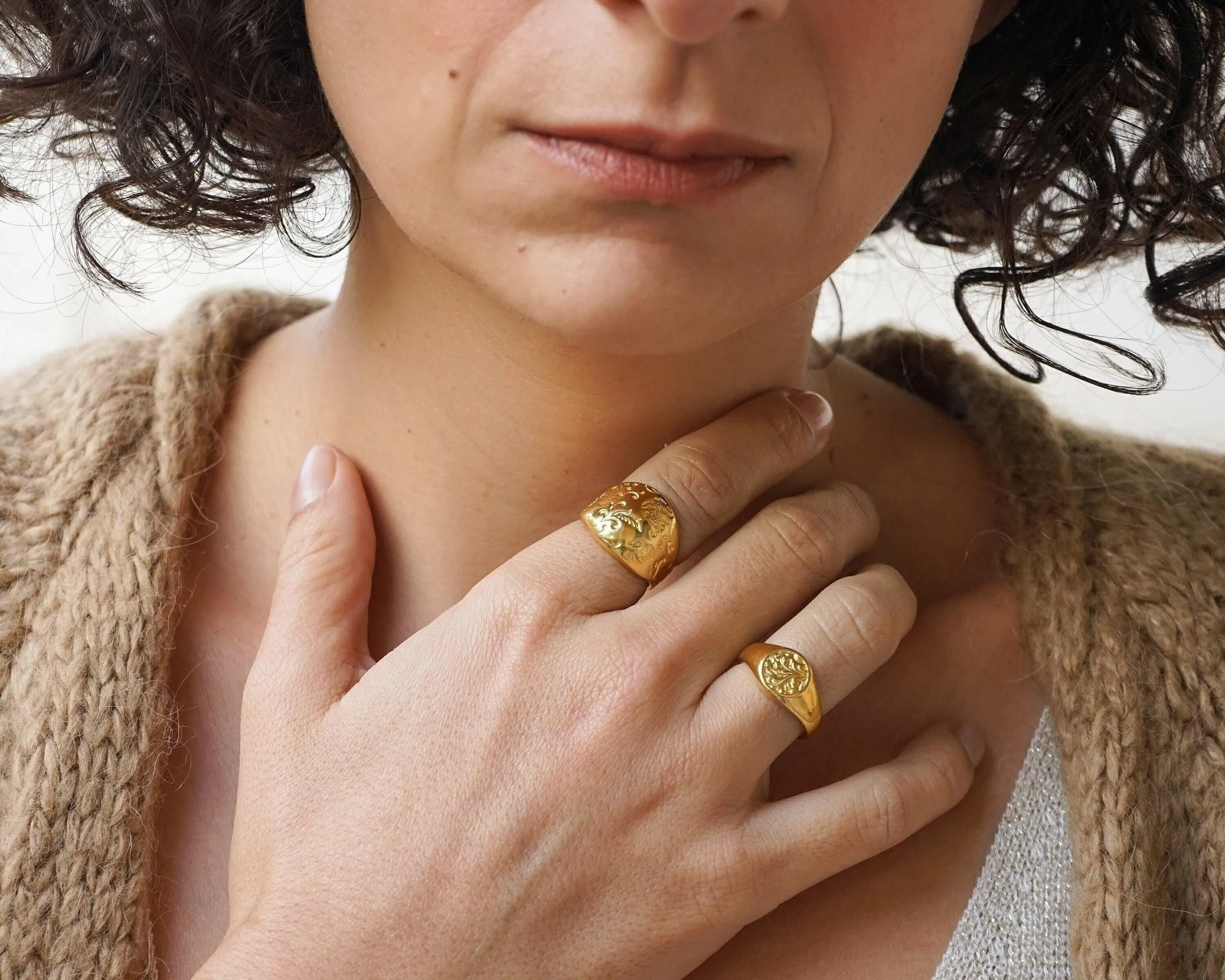 Gold Bold Floral / Sade Dome Ring
