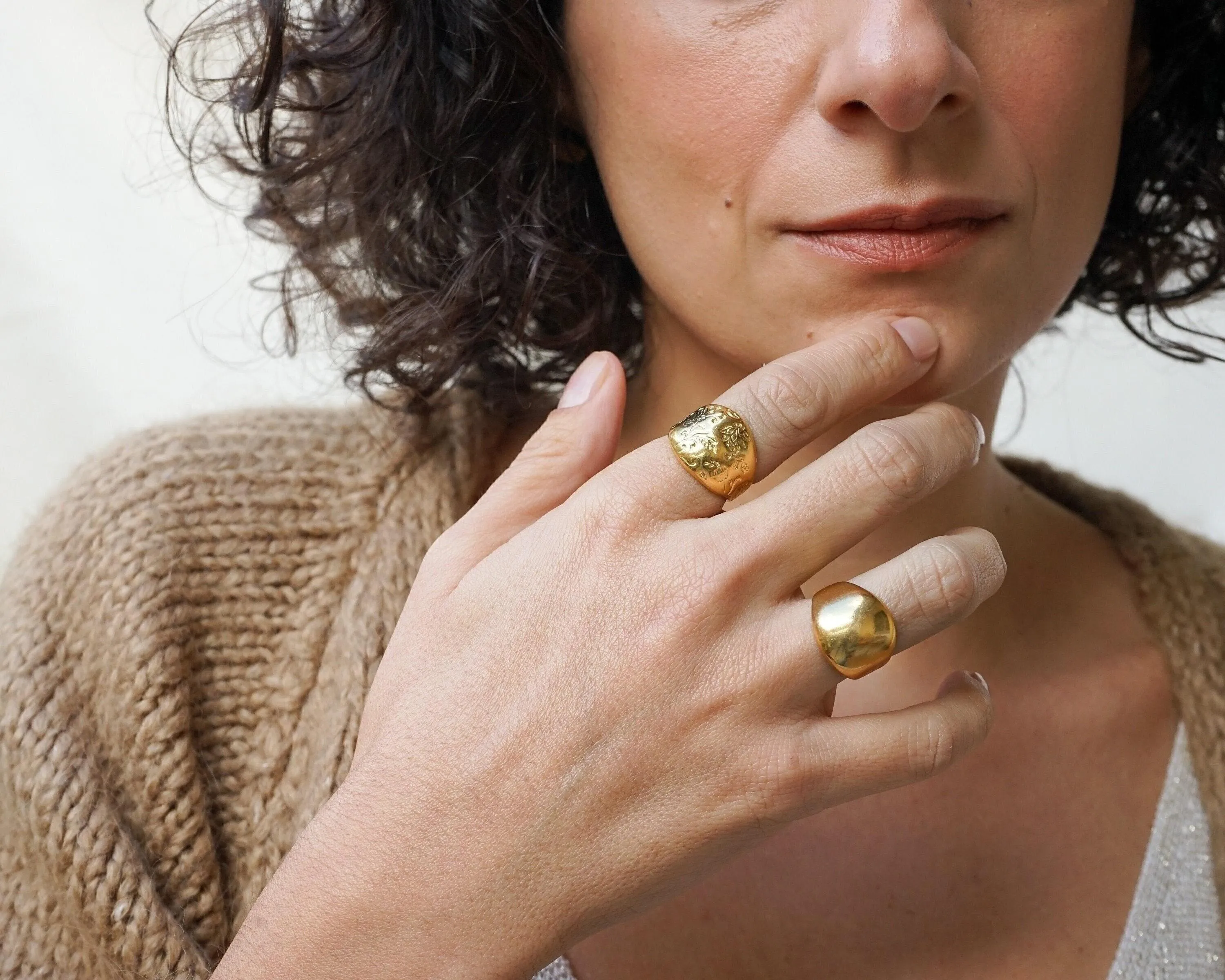 Gold Bold Floral / Sade Dome Ring