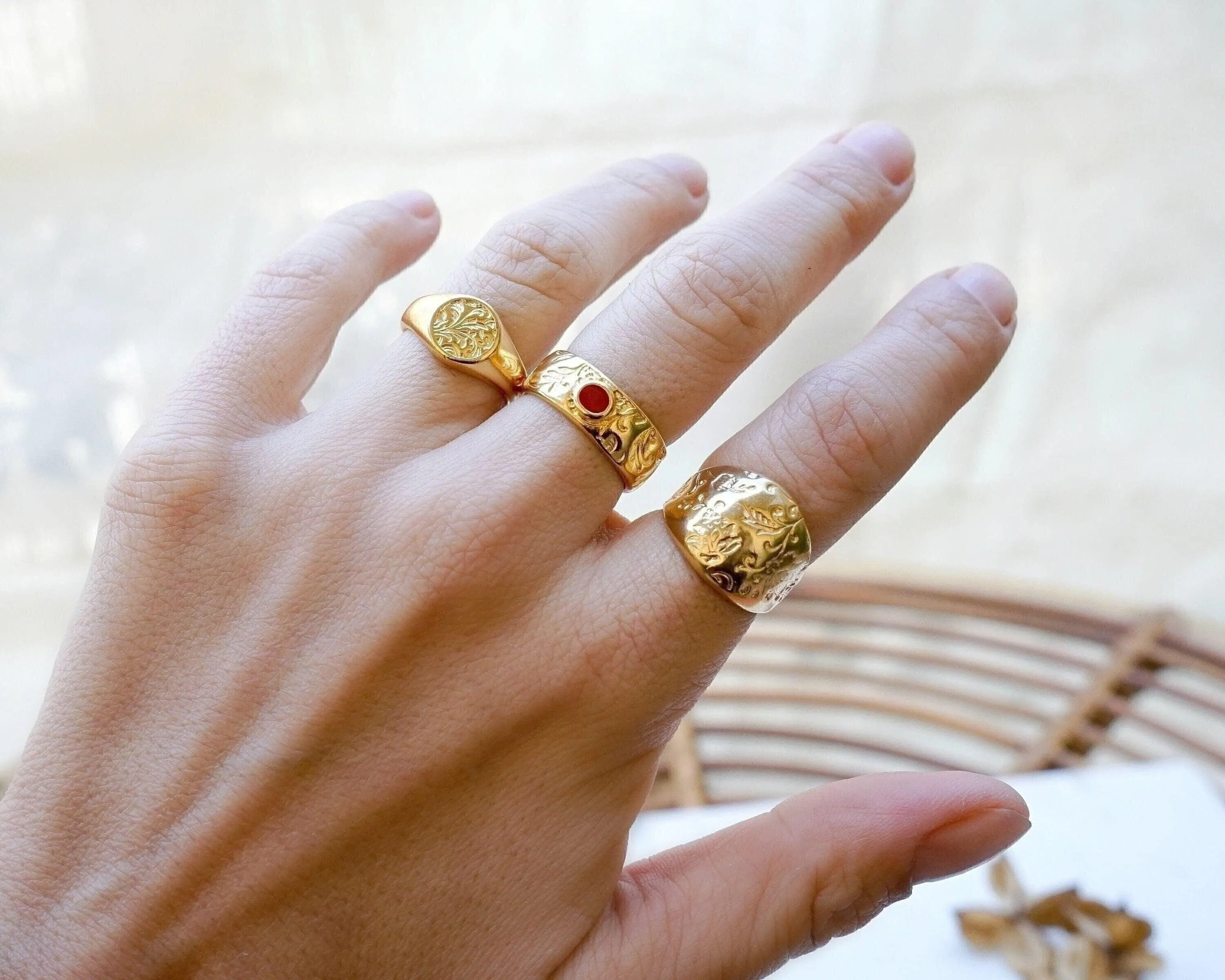 Gold Bold Floral / Sade Dome Ring