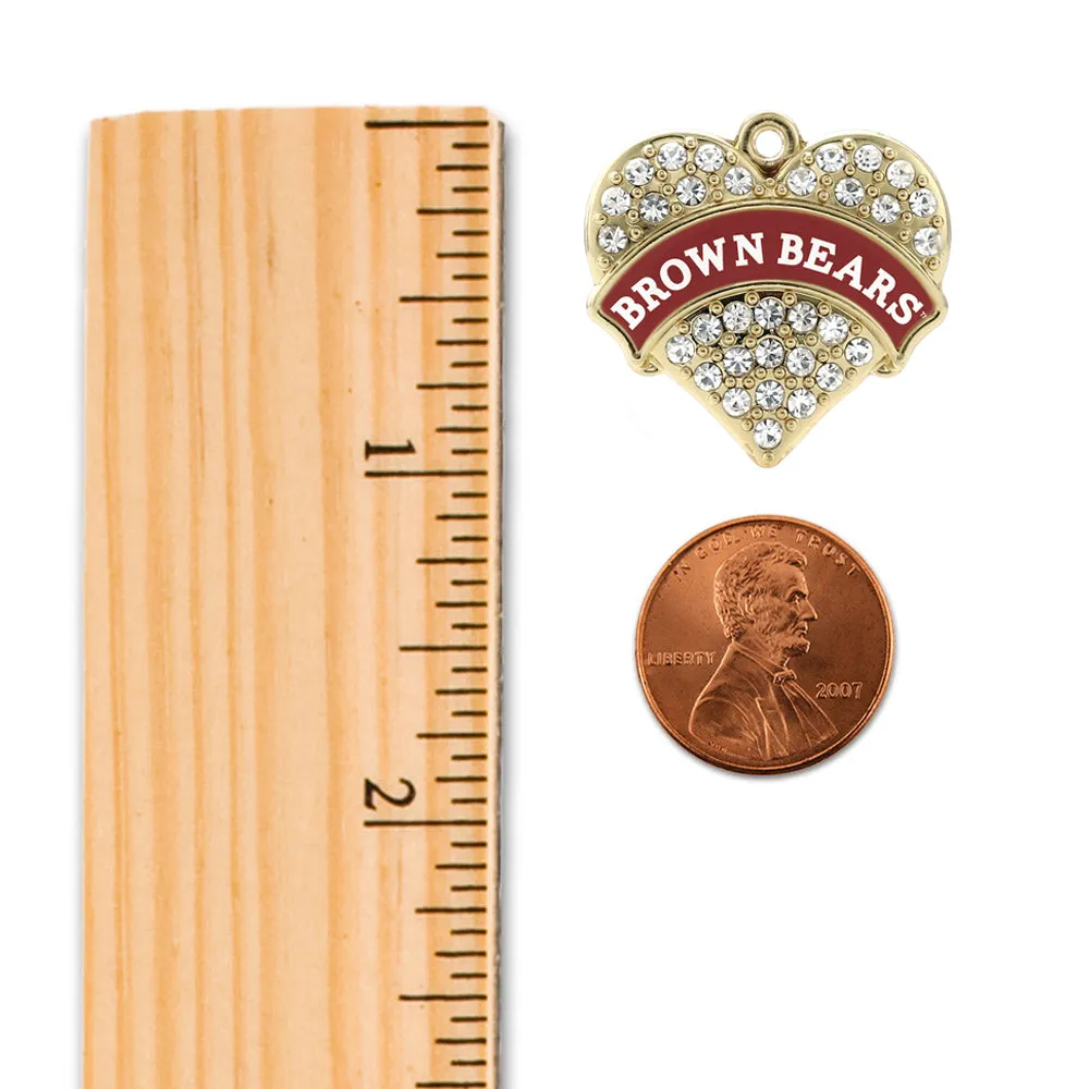 Gold Brown University Bears [NCAA] Pave Heart Charm Toggle Bracelet