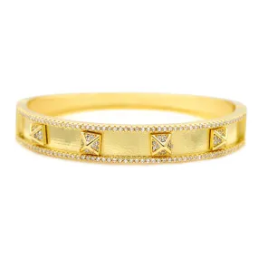 Gold Cubic Zirconia Spike Bangle Bracelet