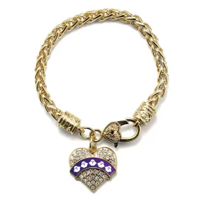 Gold Ghosts Pave Heart Charm Braided Bracelet