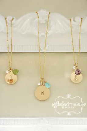 Gold Initial Birthstone Necklace