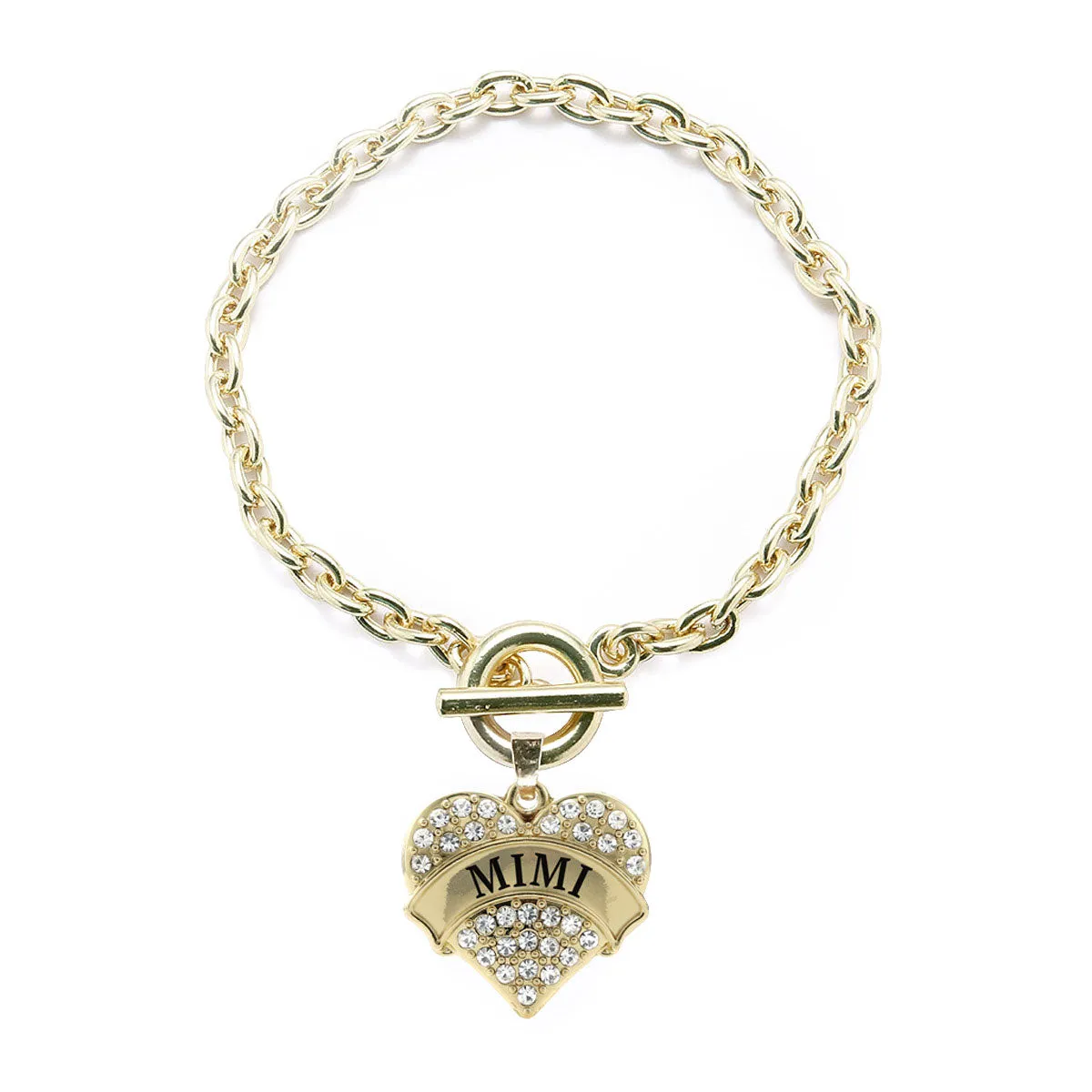 Gold Mimi Pave Heart Charm Toggle Bracelet