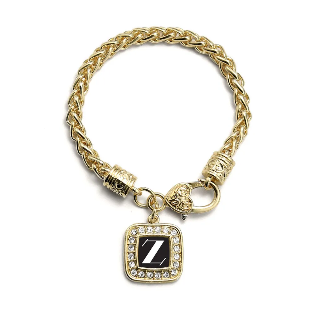 Gold My Vintage Initials - Letter Z Square Charm Braided Bracelet