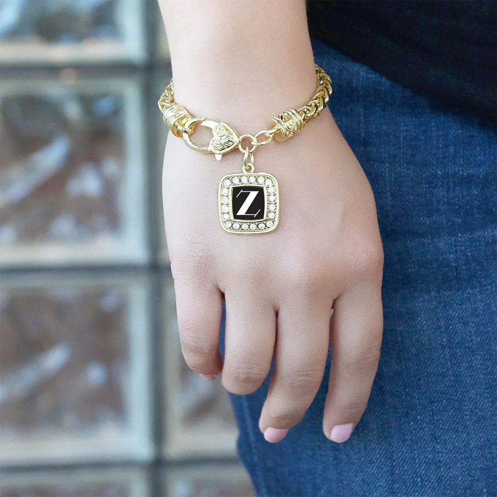 Gold My Vintage Initials - Letter Z Square Charm Braided Bracelet