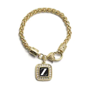 Gold My Vintage Initials - Letter Z Square Charm Braided Bracelet