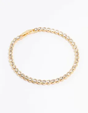 Gold Plated Round Diamante Tennis Bracelet