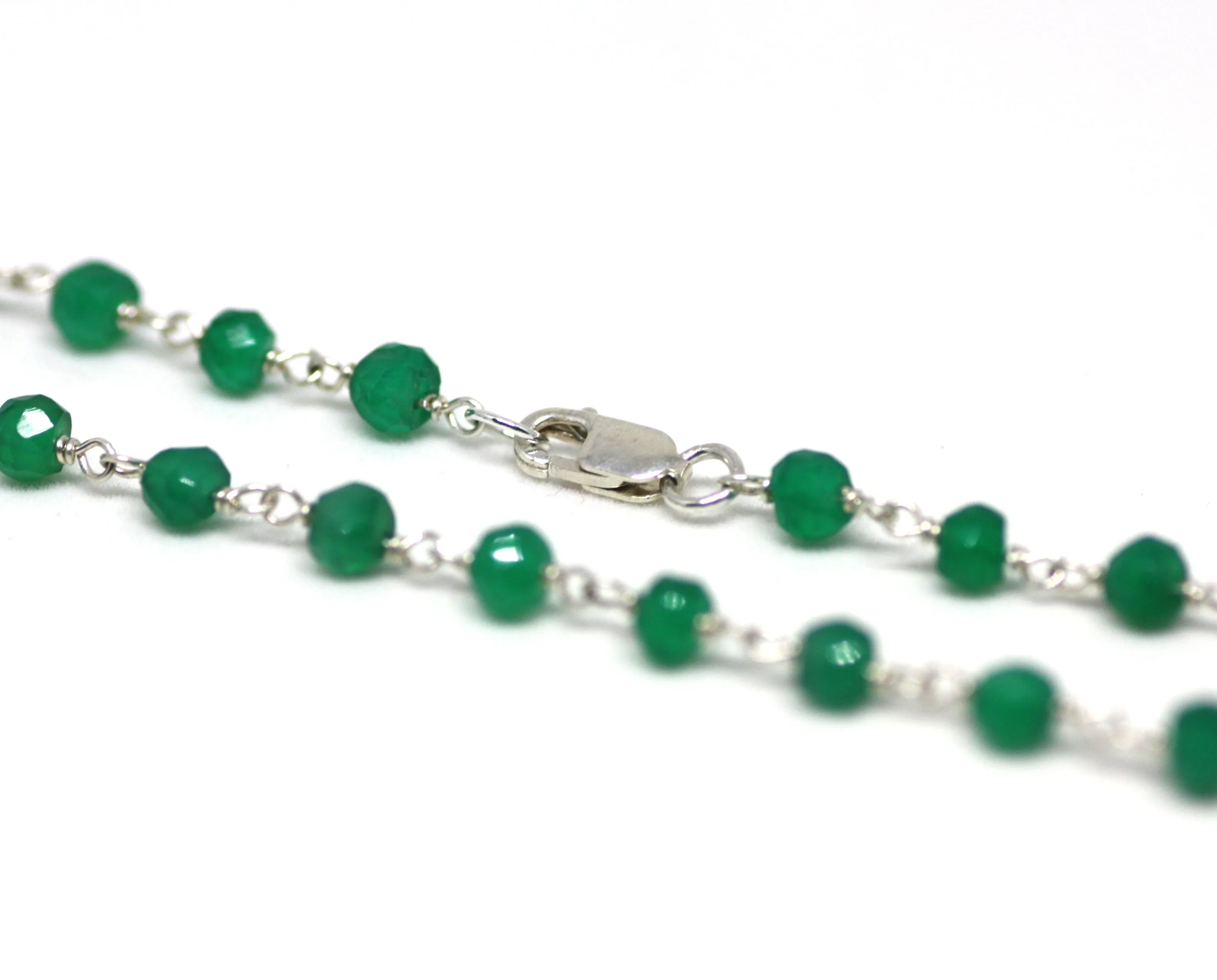 Green Onyx Bracelet in Wire Wrapped Silver
