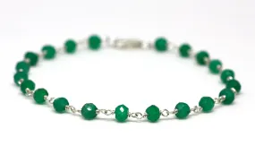 Green Onyx Bracelet in Wire Wrapped Silver