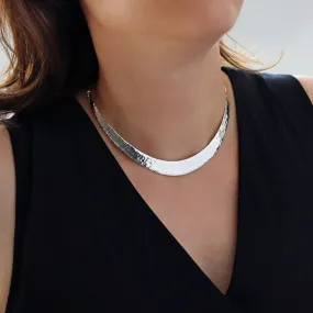 Hammered Torque Sterling Silver Choker Necklace