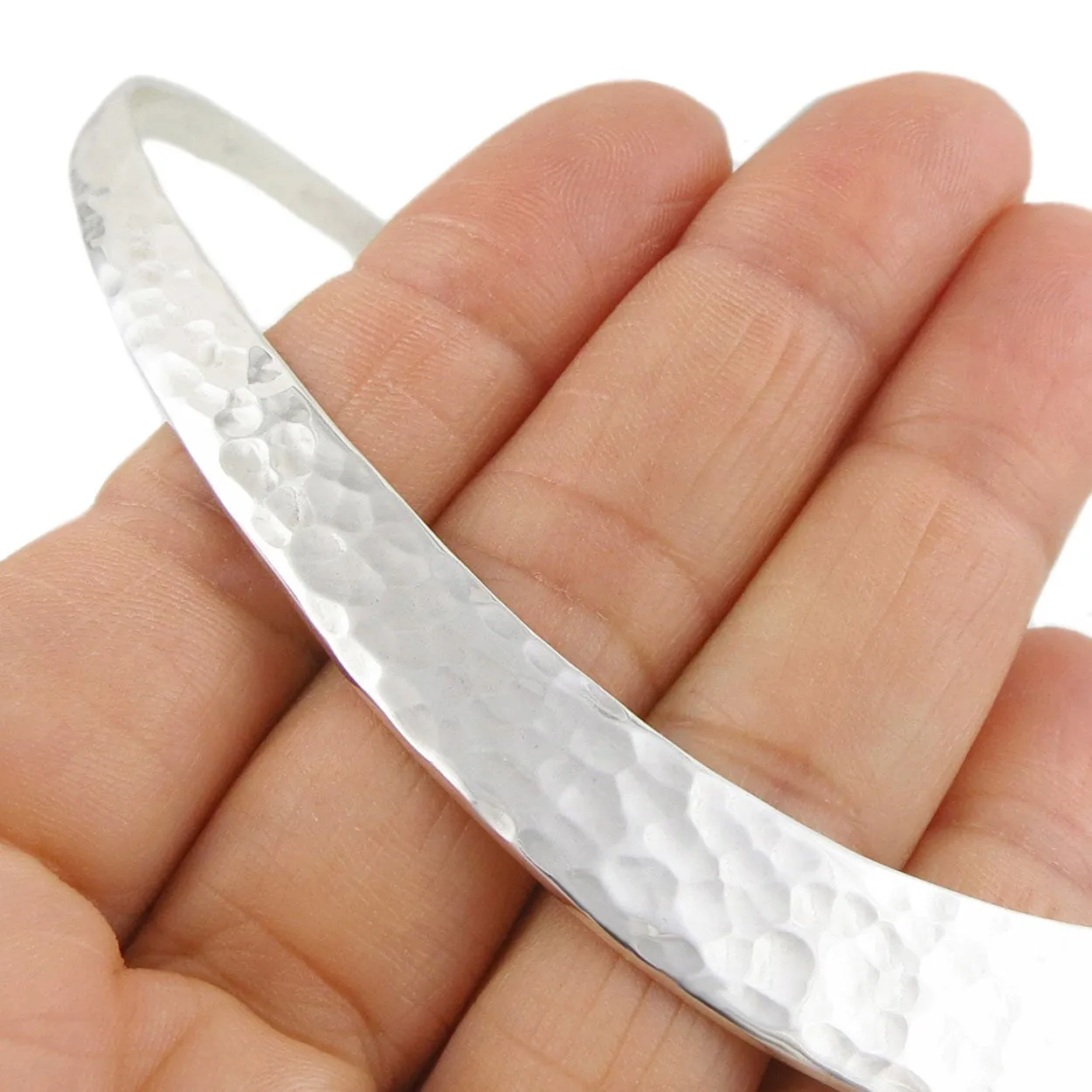 Hammered Torque Sterling Silver Choker Necklace
