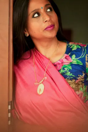 Hamsa Meenakshi Parrot on Fossil Coral Gemstone Necklace (Gold-plated)