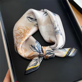 Hand Painted Floral Patterns 100% mulberry Silk Scarf/Silk head scarf/Silk hair scarf/Silk neck scarf/Bag Accessory/Gift for her