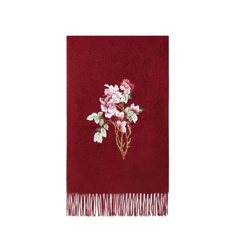 Handcrafted Su Embroidery Cashmere Scarf Warm Winter 200x70cm