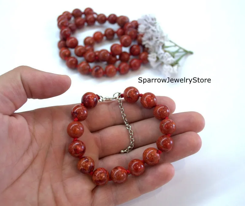 Handmade coral bracelet Genuine coral Christmas gifts for her Pesrsonalized gift for mom Protection success love talisman Red coral jewelry