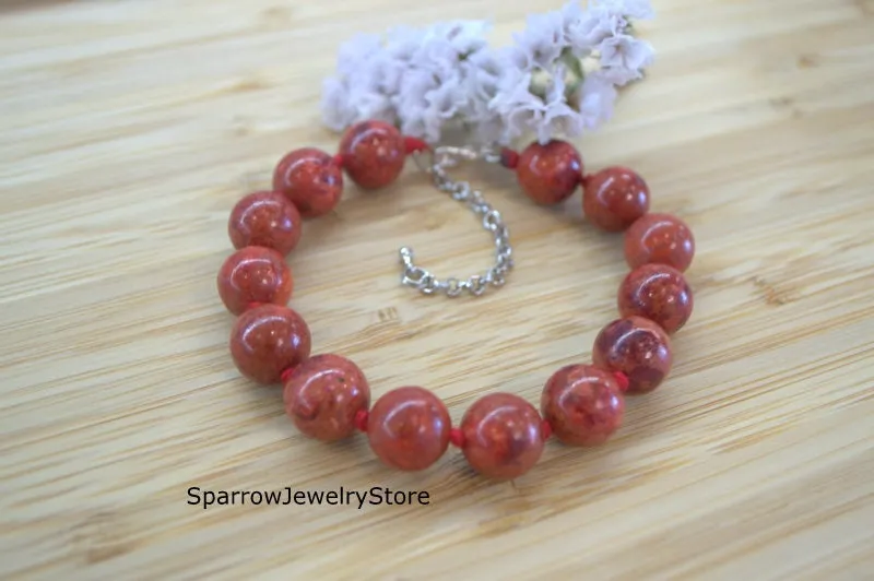 Handmade coral bracelet Genuine coral Christmas gifts for her Pesrsonalized gift for mom Protection success love talisman Red coral jewelry