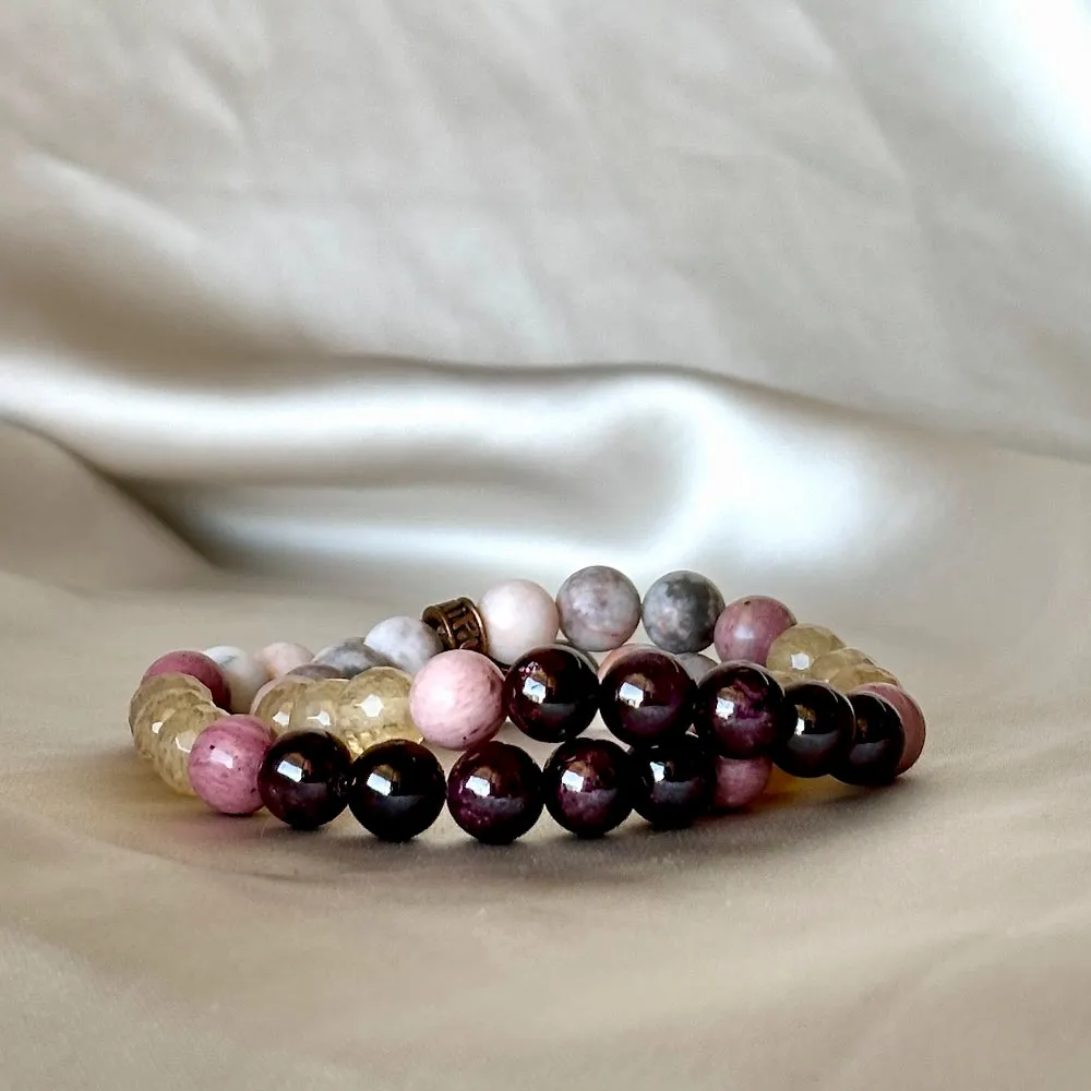 I Glow Gemstone Bracelet with Garnet, Citrine and Jasper