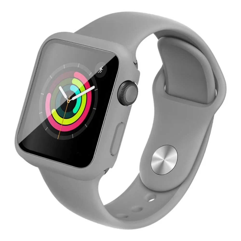 IMAK Apple Watch Series 3/2/1 38mm silicone cover with watch strap   tempered glass - Grey
