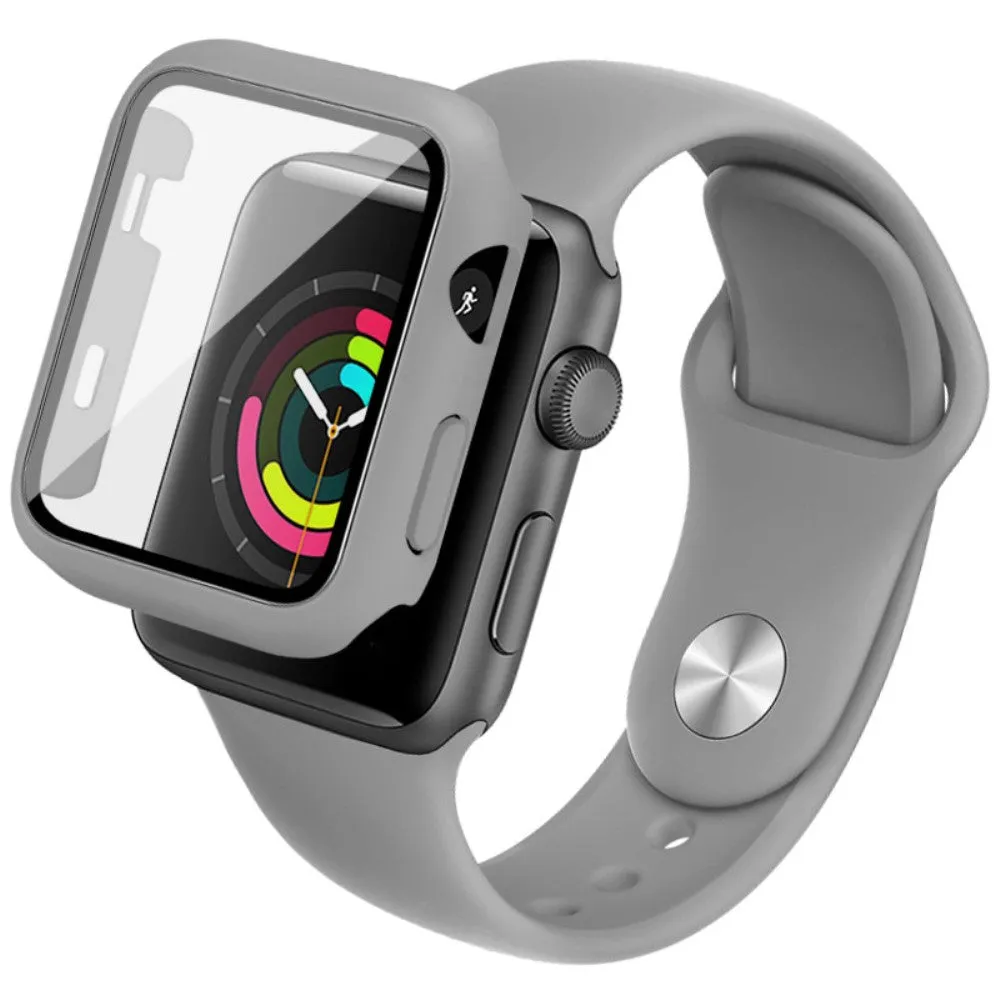 IMAK Apple Watch Series 3/2/1 38mm silicone cover with watch strap   tempered glass - Grey