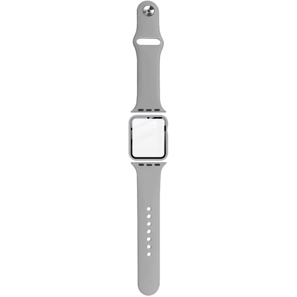 IMAK Apple Watch Series 3/2/1 38mm silicone cover with watch strap   tempered glass - Grey