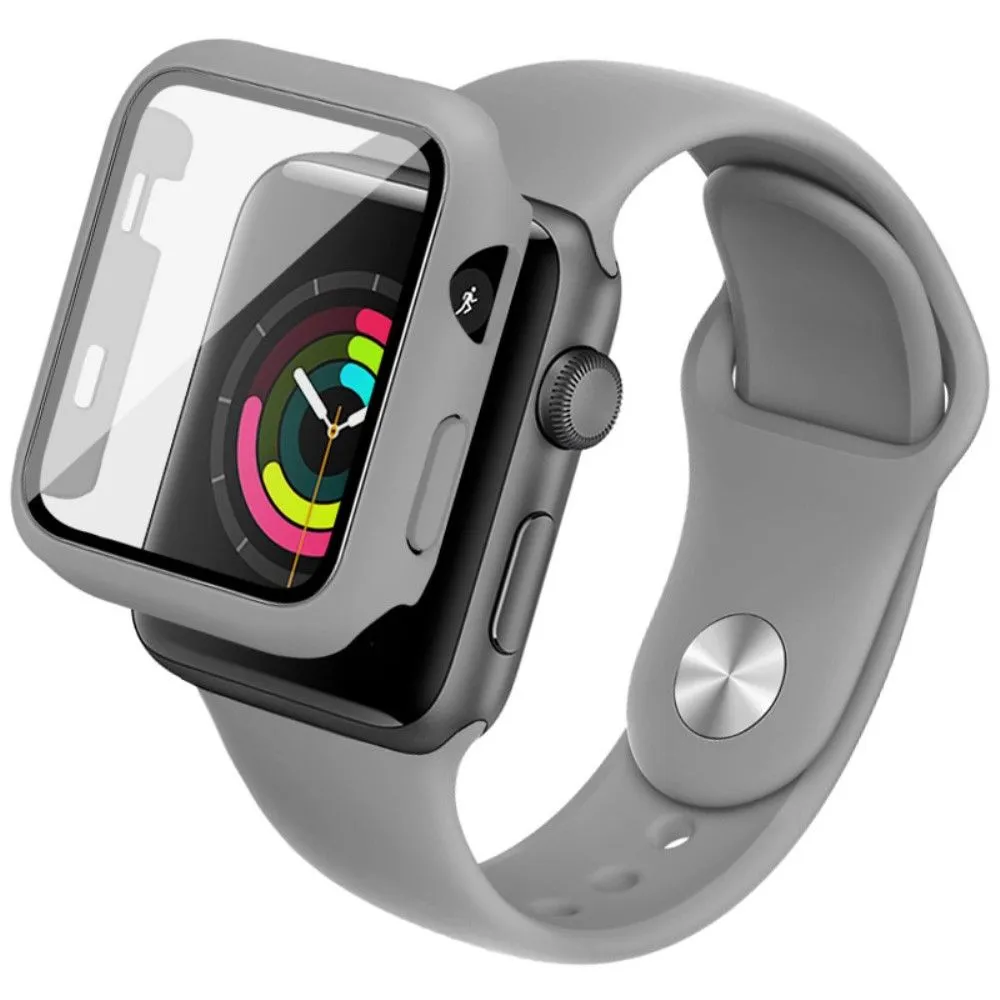 IMAK Apple Watch Series 3/2/1 38mm silicone cover with watch strap   tempered glass - Grey