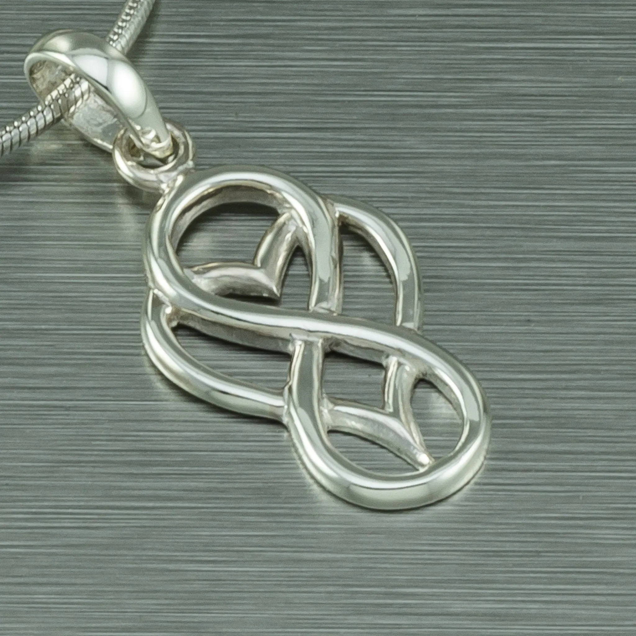 Infinity in a Heart Necklace, Sterling Silver.