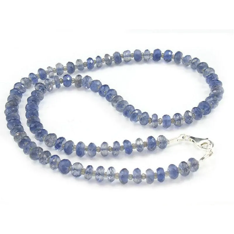 Iolite and Labradorite Necklace with Sterling Silver Trigger Clasp