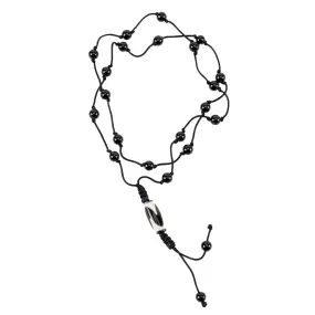 Knotted Onyx & Dzi Bead Necklace