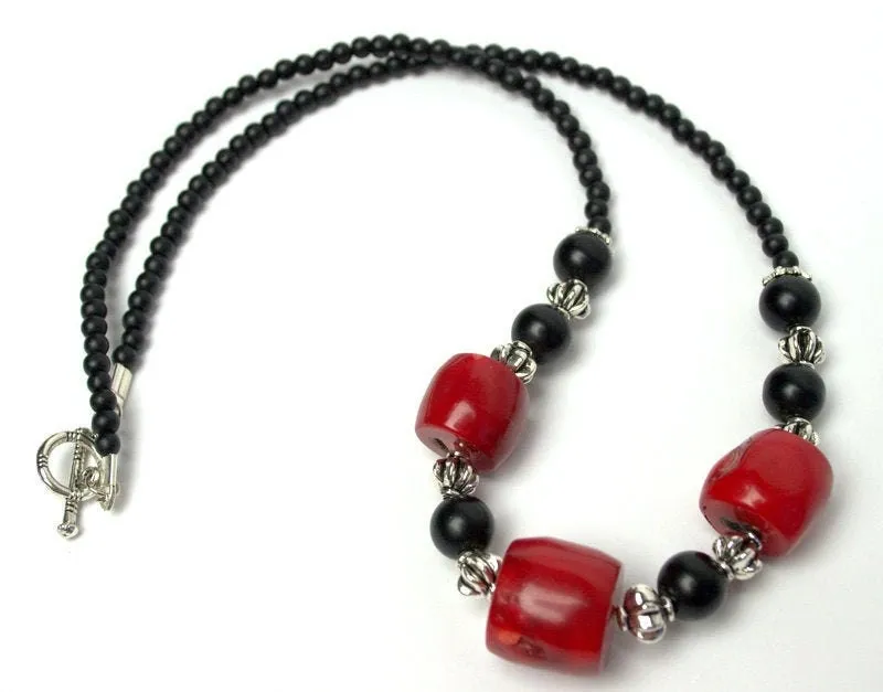 Large coral onyx necklace Gifts for mom Mother day present idea Natural coral statement necklace Personalized jewelry Handmade jewelry gift